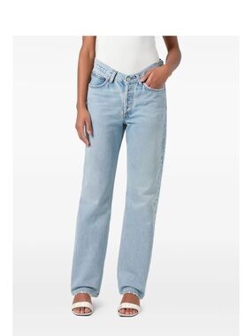 Agolde v waist Kelly jeans Wash High-Rise Straight Jeans - Women's Light Blue